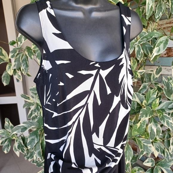 🌞 Amanda Lane Black Tropical Maxi Dress Sz Med - Picture 3 of 6